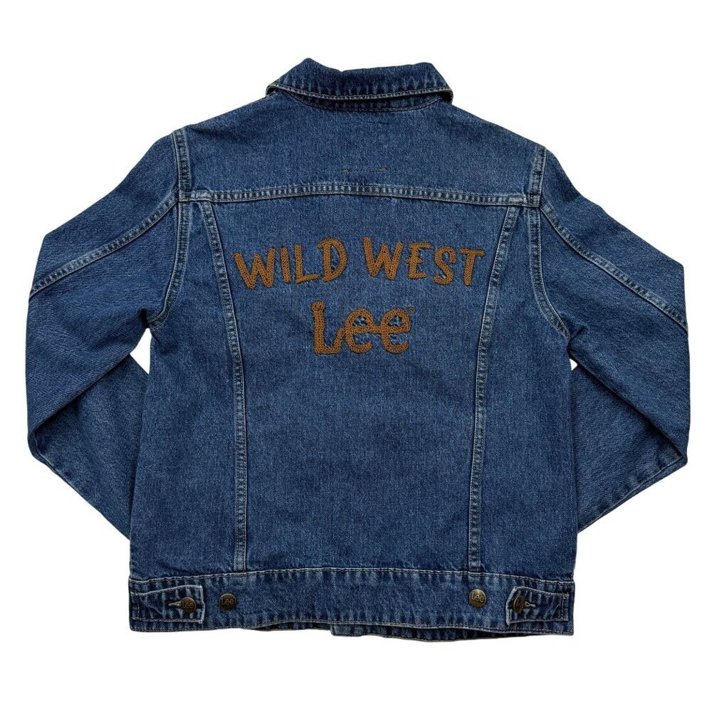 Forever 21 x Lee Embroidered Denim Trucker Jacket "Wild West Lee" Blue Womens L